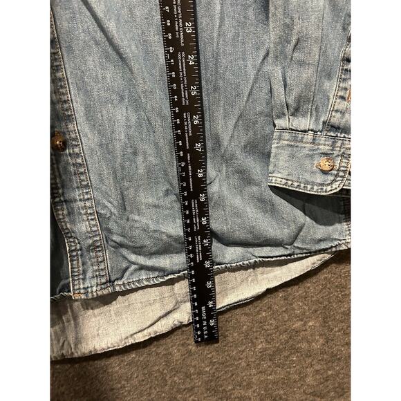 Wrangler Shirt Mens 2XL XXL Denim Riggs Button Up Western Blue Workwear - Picture 5 of 7